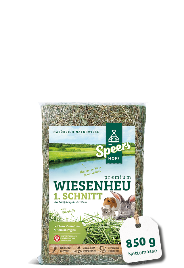 850 Gramm Verpackung Speers Hoff Produkt Premium Wiesenheu 1. Schnitt für Kaninchen, Chinchillas und Meerschweinchen